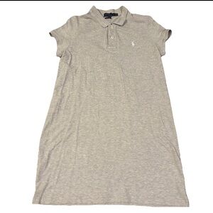 Polo Ralph Lauren Shirt Dress Large Gray The Mesh Mini Pony Collared Preppy